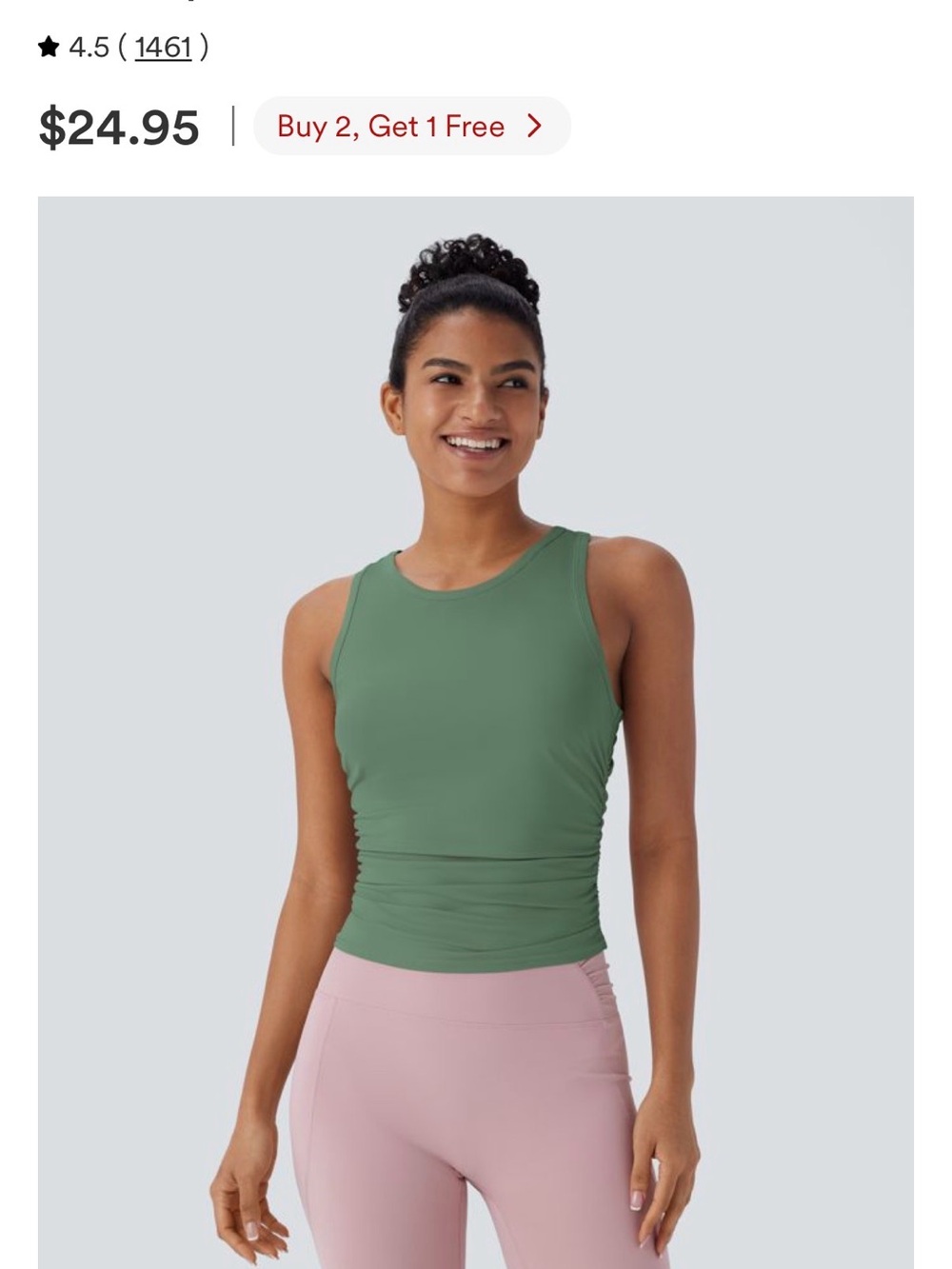 HALARA Round Neck Ruched Yoga Tank Top